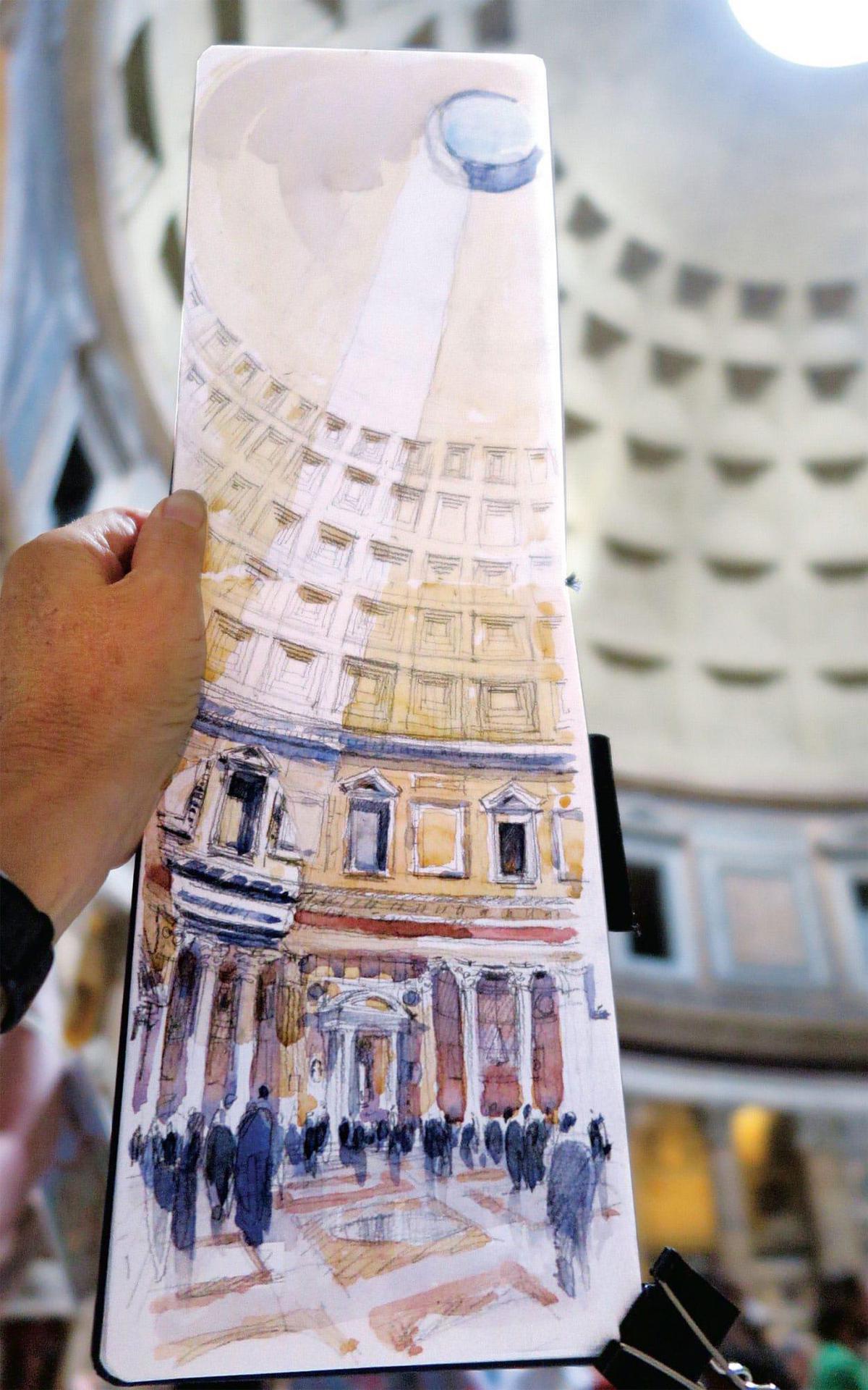 Pantheon Rome Italy 16 5 405 125 cm Pencil watercolor Pentalic Aqua - photo 3