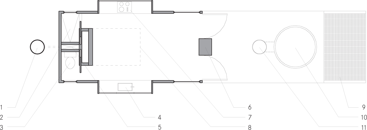 Floor plan Cistern Shower Composting toilet Sink Battery storage Wood burning - photo 5