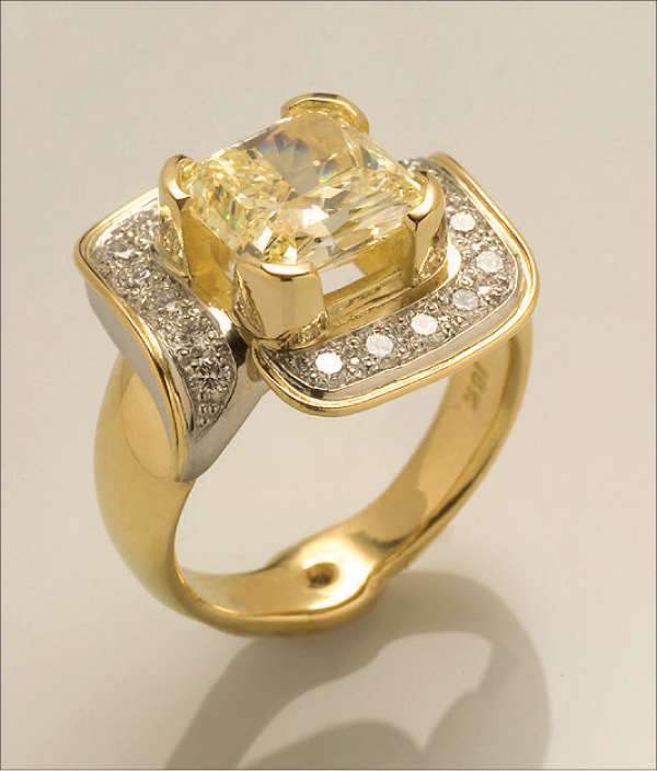 Ronna Lugosch Ring Yellow and white diamonds 18k yellow gold platinum - photo 5