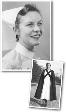 In my outdoor uniform February 1953 Cotton dress starched cap purple-lined - photo 4