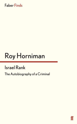 Roy Horniman Israel Rank: The Autobiography of a Criminal