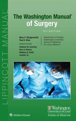 Klingensmith The Washington Manual™ of Surgery, 8e