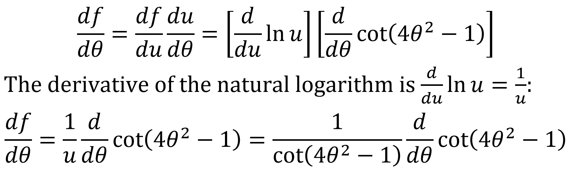 To take the derivative of the cotangent function we will apply the chain rule - photo 6