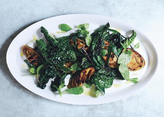 Grilled greens and eggplant with Greek yogurt and turmeric Makes 4 servings - photo 11