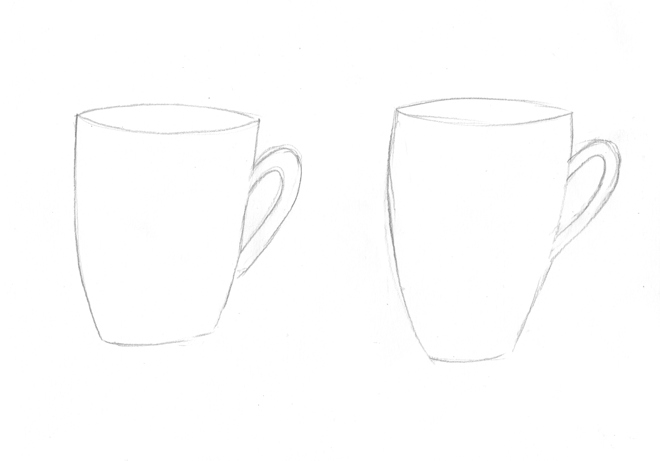 Start by roughly sketching out two coffee cups side by side using a graphite - photo 11