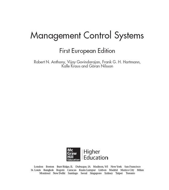 Management Control Systems First European Edition Robert N Anthony Vijay - photo 1