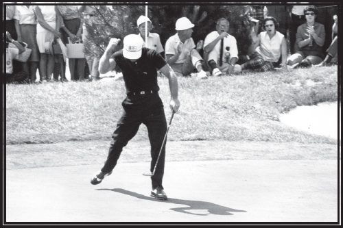 Gary Player celebrates a successful putt during the second round of the 1965 US - photo 4