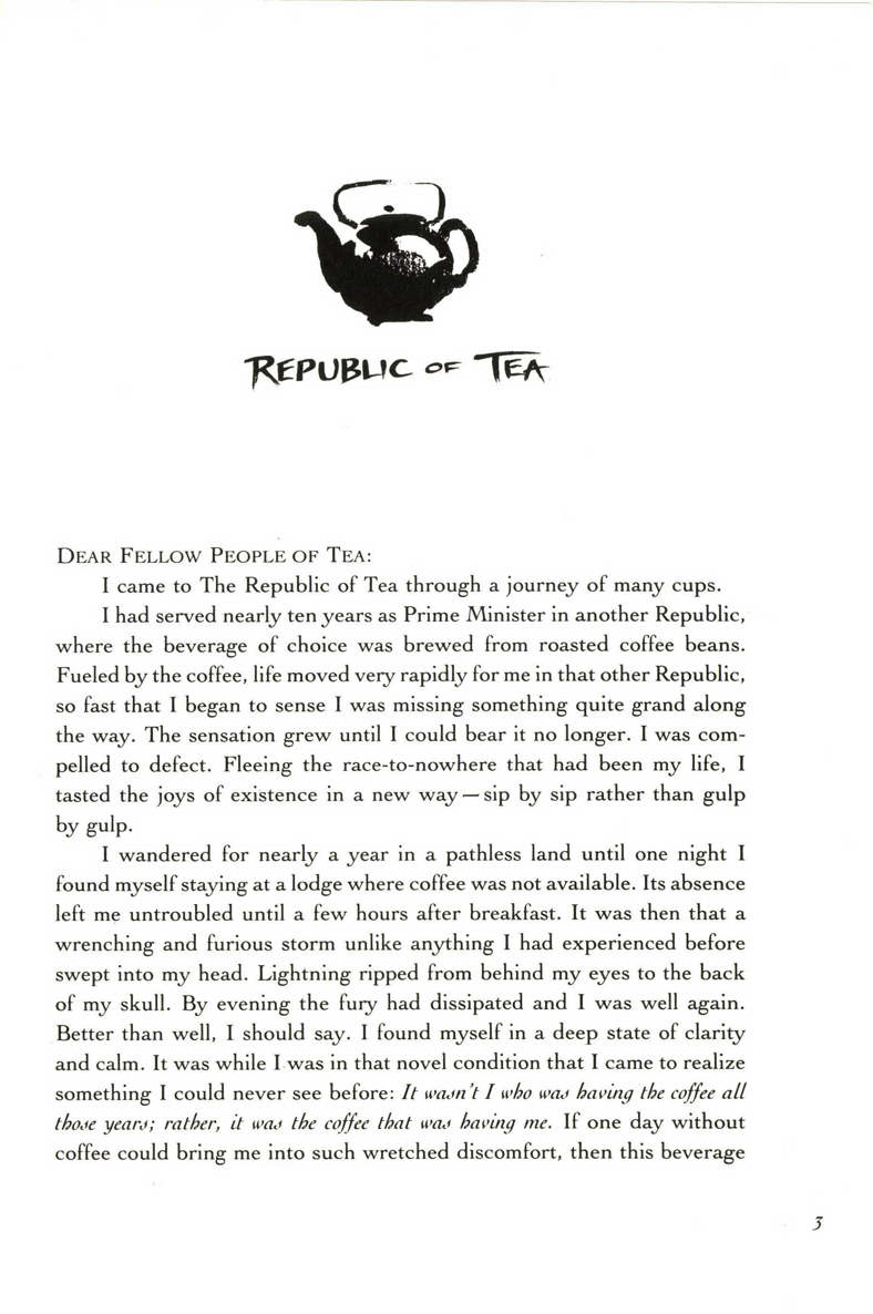 The Republic of Tea The Story of the Creation of a Business as Told Through the Personal Letters of Its Founders Mel Ziegler 336p 0385420579 - photo 15