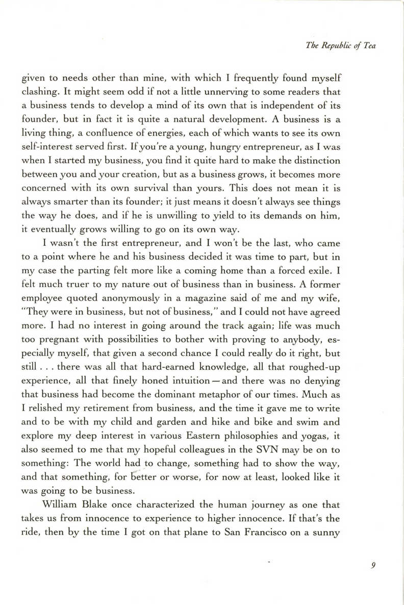 The Republic of Tea The Story of the Creation of a Business as Told Through the Personal Letters of Its Founders Mel Ziegler 336p 0385420579 - photo 21