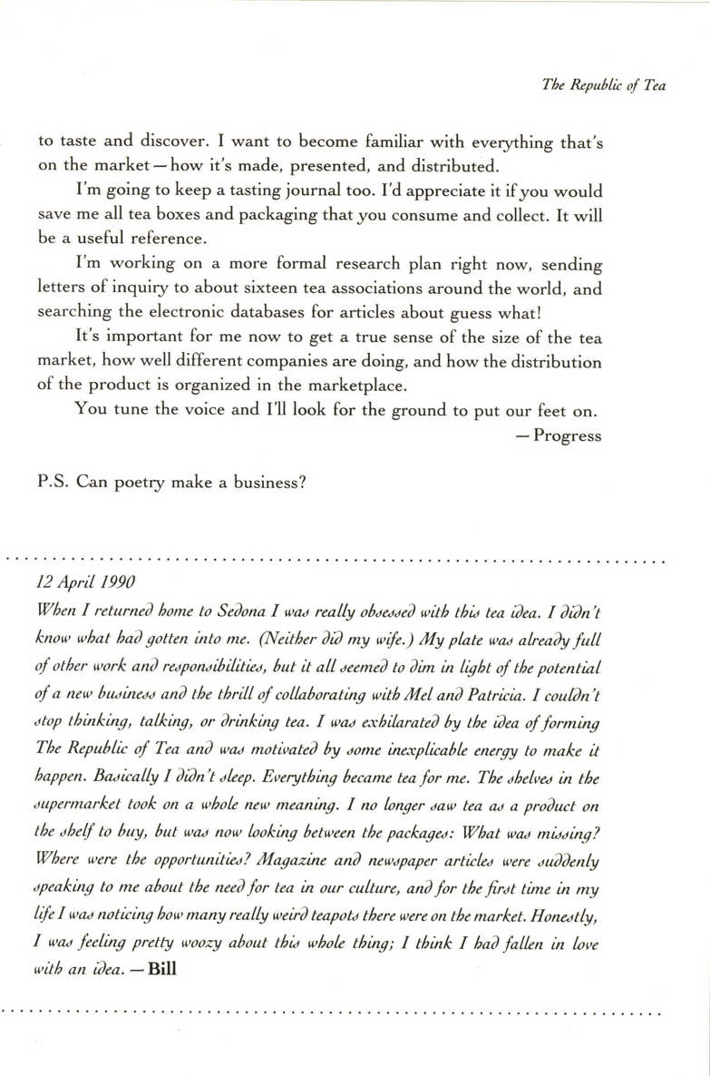 The Republic of Tea The Story of the Creation of a Business as Told Through the Personal Letters of Its Founders Mel Ziegler 336p 0385420579 - photo 27