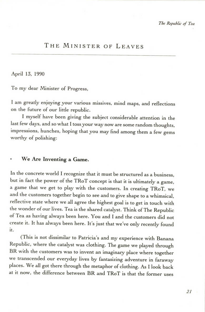 The Republic of Tea The Story of the Creation of a Business as Told Through the Personal Letters of Its Founders Mel Ziegler 336p 0385420579 - photo 33