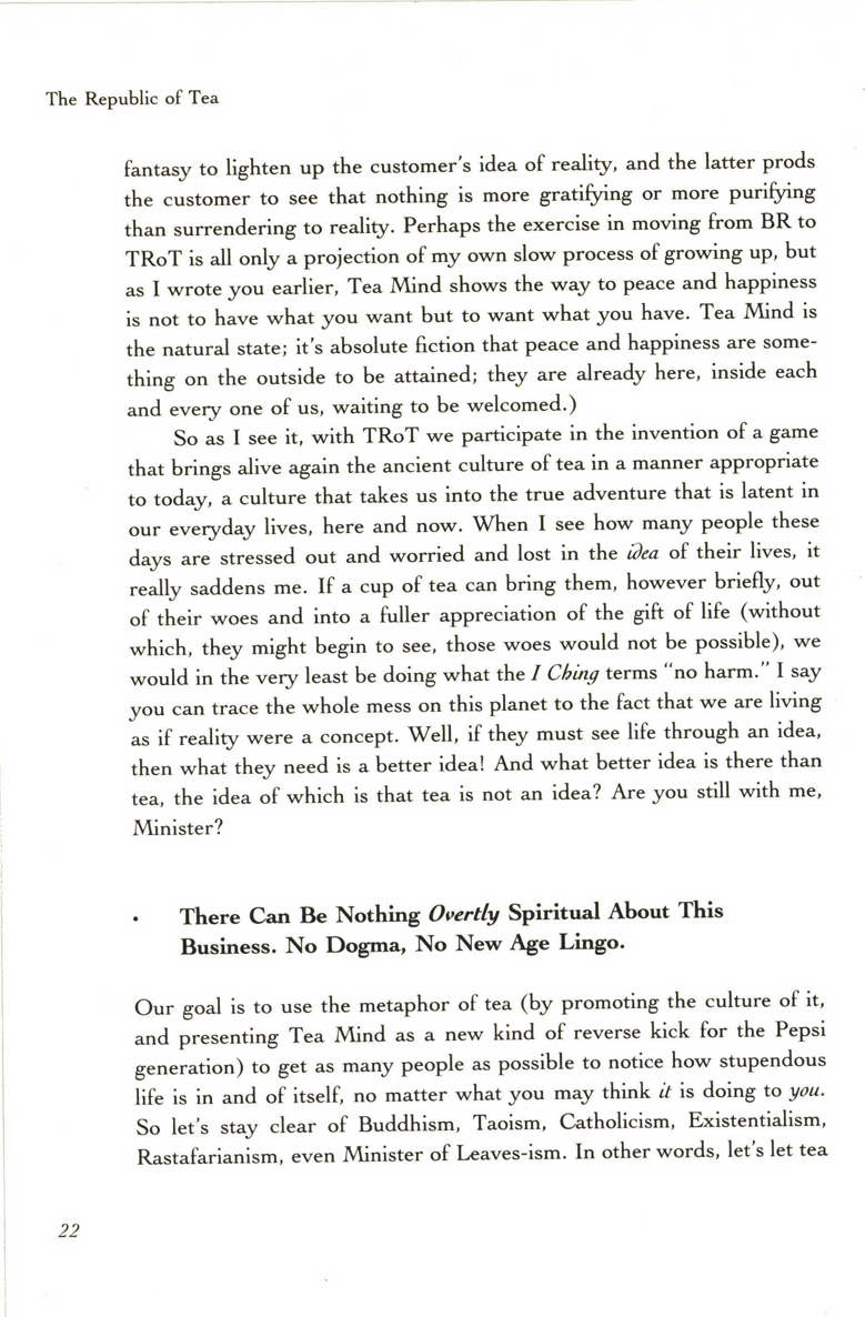 The Republic of Tea The Story of the Creation of a Business as Told Through the Personal Letters of Its Founders Mel Ziegler 336p 0385420579 - photo 34