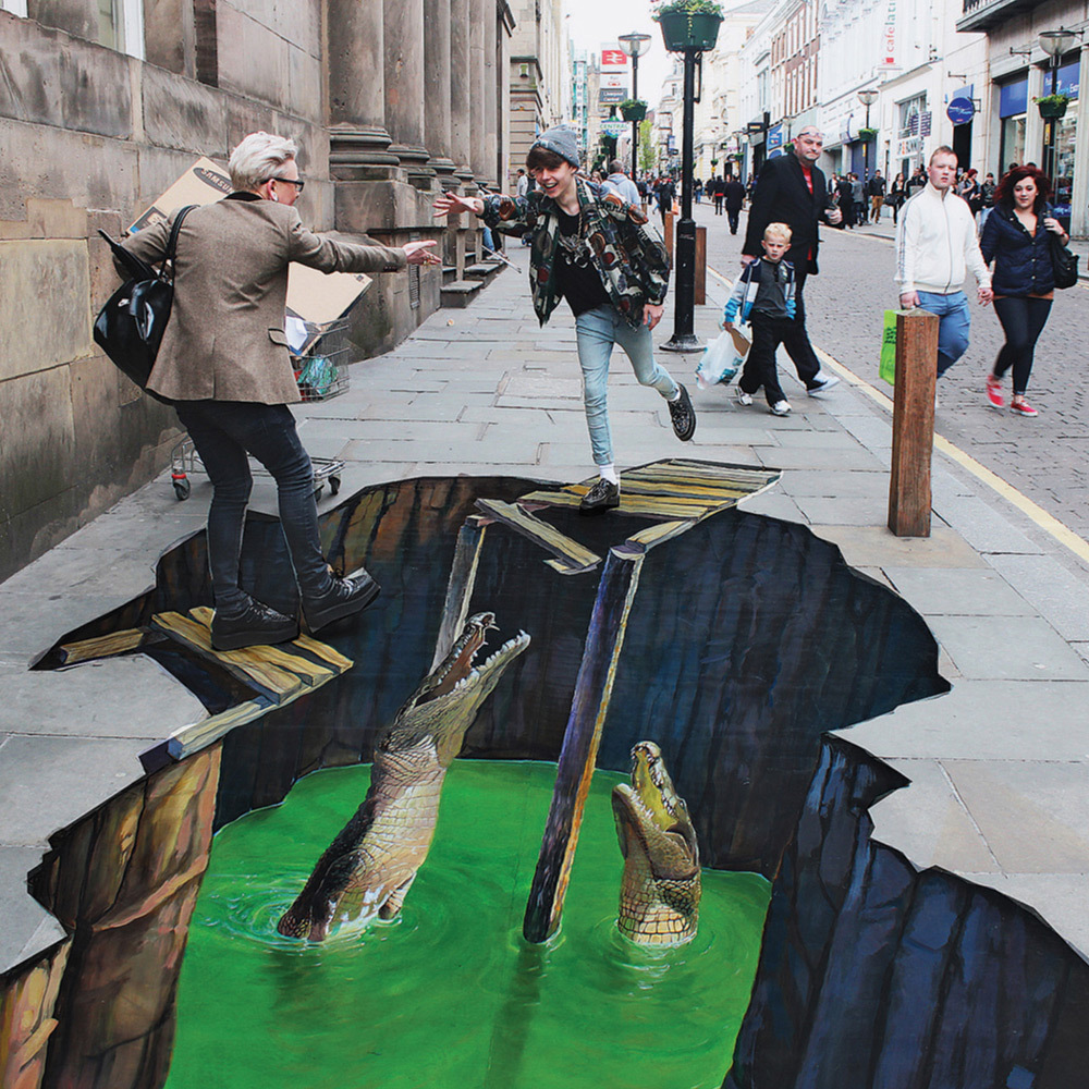Applying 3D projection in sidewalk art can create stunning three-dimensional - photo 2