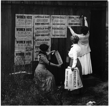 Washington Equal Suffrage Association posting signs to promote woman suffrage - photo 3