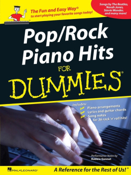 Hal Leonard Corp. Pop/Rock Piano Hits for Dummies (Songbook)