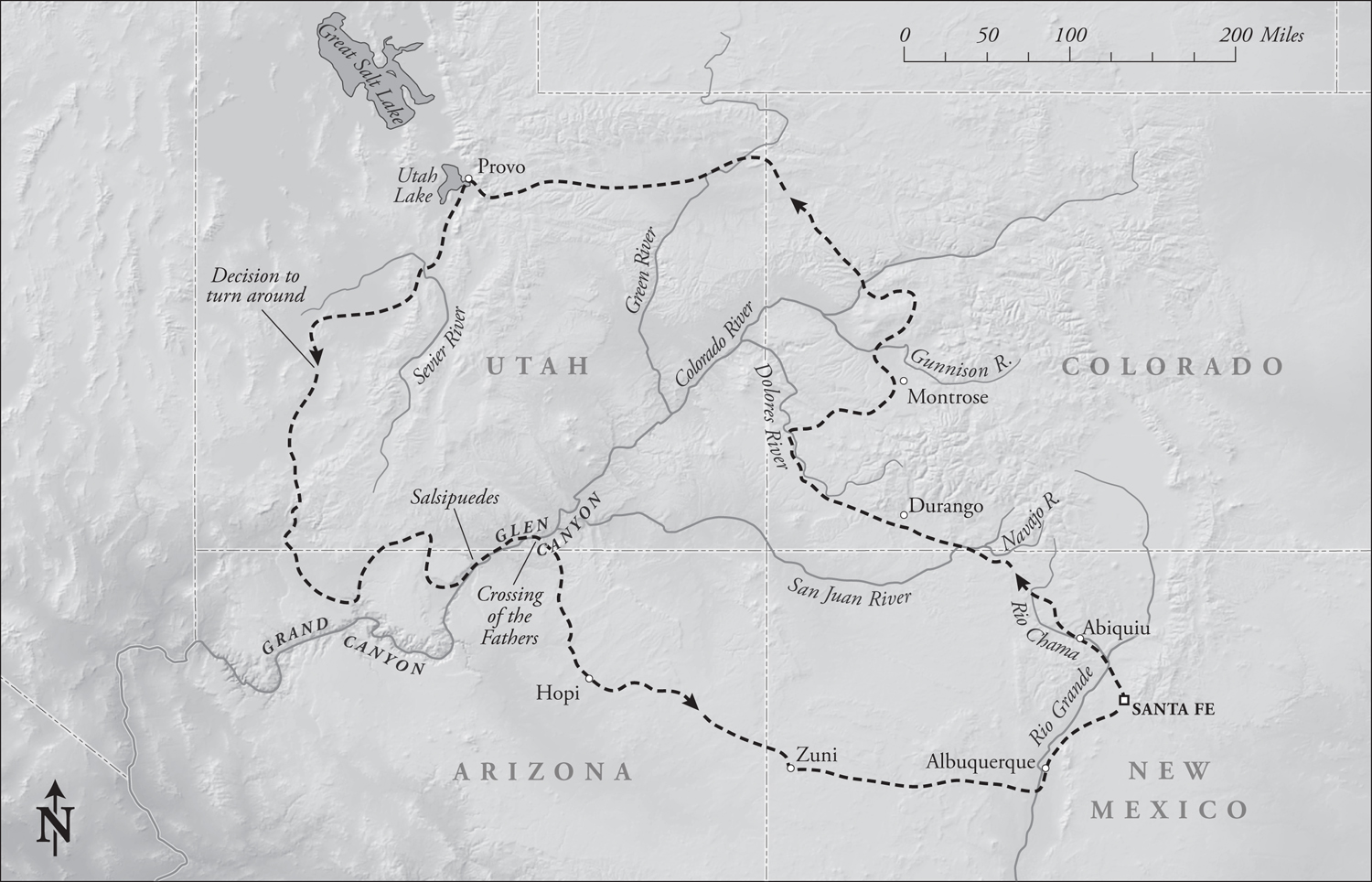 Route followed by the DomnguezEscalante expedition July 29 1776 to January - photo 3