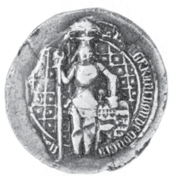 Erect figure 1369 COUCYS SEALS Shield quartered with arms of Austria - photo 4