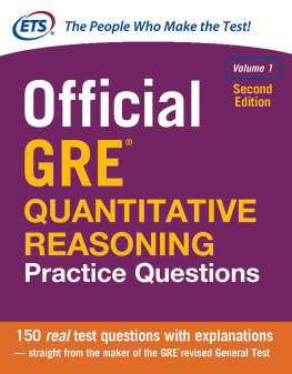 Educational Testing Service Official GRE Quantitative Reasoning Practice Questions, Volume 1