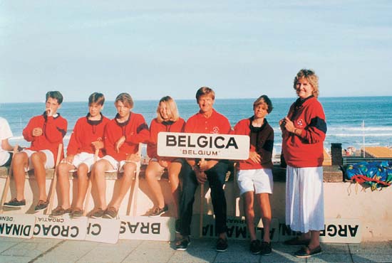 Mum helping Jim Saltonstall the British coach at the Optimist World - photo 6