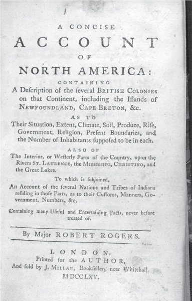 Title page Robert Rogers Concise Account of North America London 1765 - photo 1