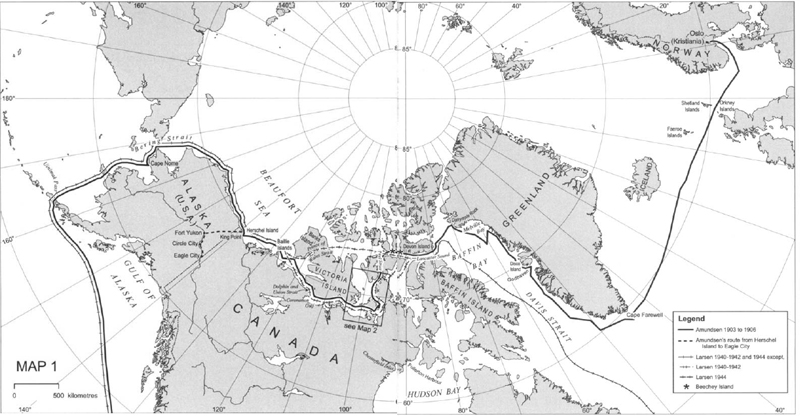 Routes taken by Roald Amundsen and Henry Larsen in the Northwest Passage Map - photo 4
