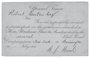 A special ticket issued for Abraham Lincolns inaugural train Courtesy of the - photo 3