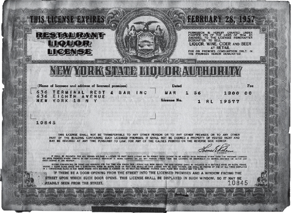 The Terminals liquor license from 1956 Murray Goldman left at the Terminal - photo 9