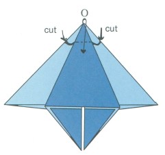 17 Cut along the lines for the ears and fold point O down to the front - photo 32