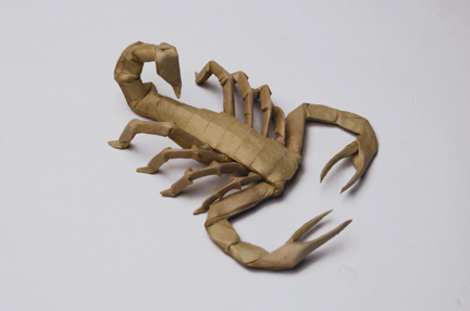 An origami scorpion and its crease pattern created by former NASA physicist - photo 7