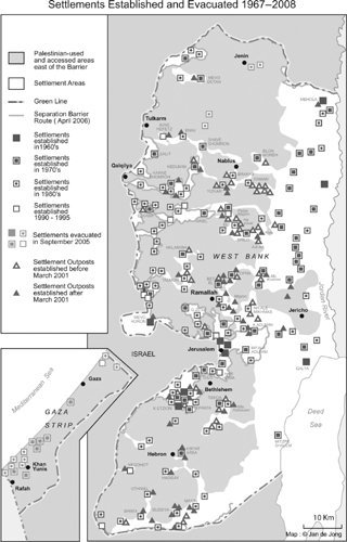 Map of Israeli settlements in the Palestinian territories established and - photo 3