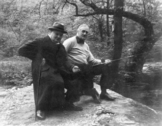 British Prime Minister Winston Churchill and FDR along a stream at the - photo 7