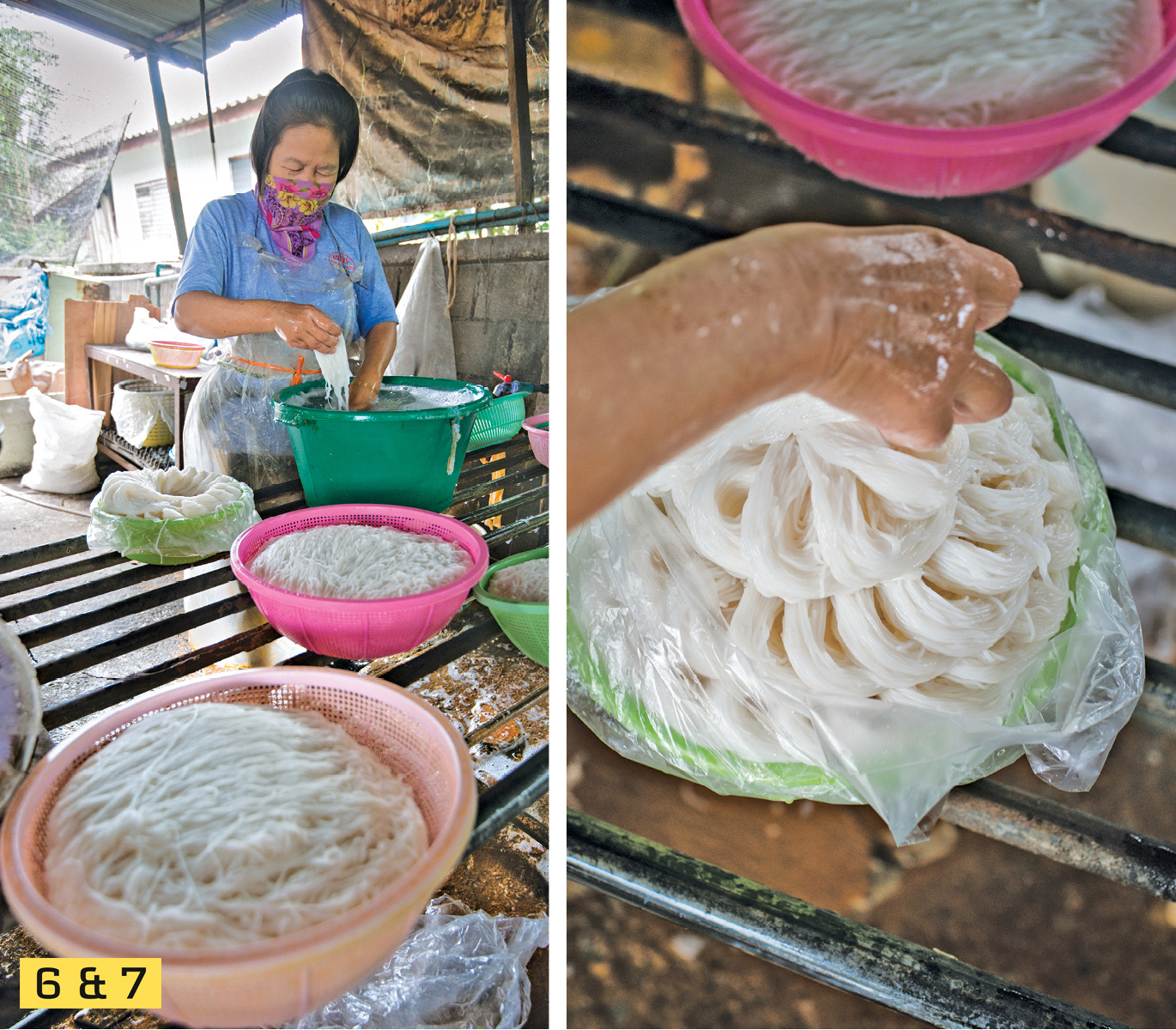 6 7 The freshly made khanom jiin is quickly and expertly coiled into skeins - photo 8