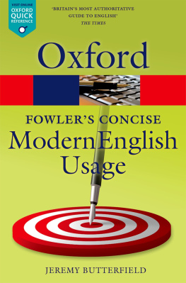 Butterfield - Fowlers Concise Dictionary of Modern English Usage