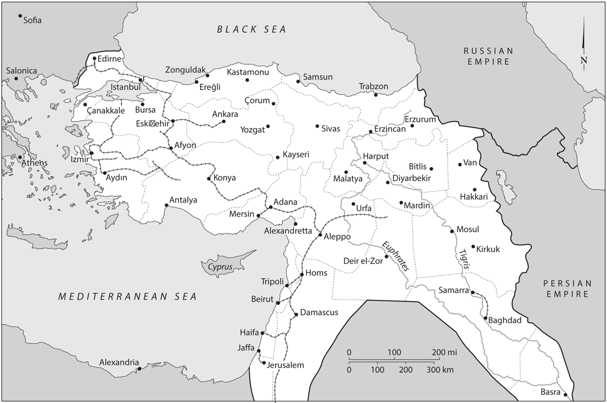 The Ottoman Empire in 1914 Note The provinces of Hijaz and Yemen are not - photo 1