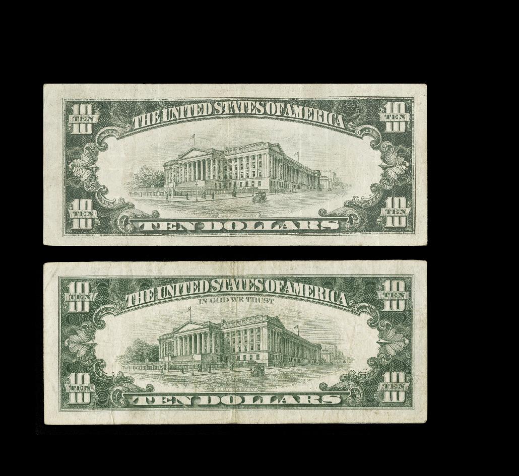 The ten-dollar bill showing the US Treasury before and after 1956 This - photo 3