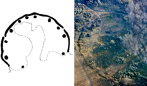 LEFT Plan of the Cluny village showing supposed house pits and ditch RIGHT - photo 7