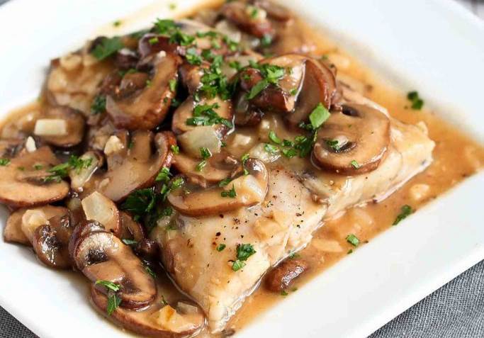 This delightful cheesy recipe contains tender white fish and white mushrooms - photo 7