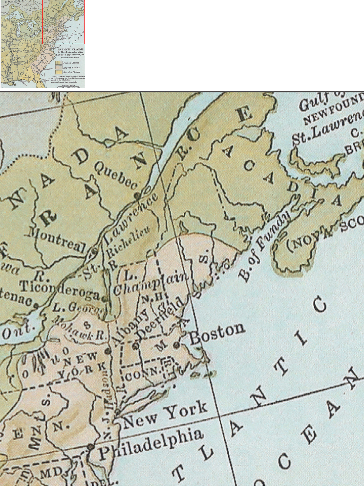 Detail of a map of French claims to North America following Robert Cavelier de - photo 3