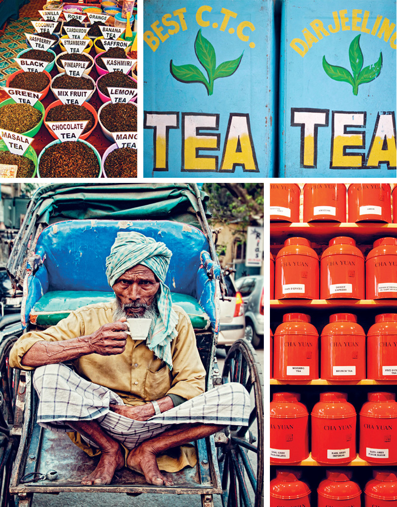 Clockwise from top left spice tea market India tea for sale Gantok India - photo 8