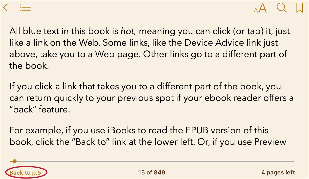 In iBooks whether in iOS as shown here or on a Mac use the Back to link at - photo 3