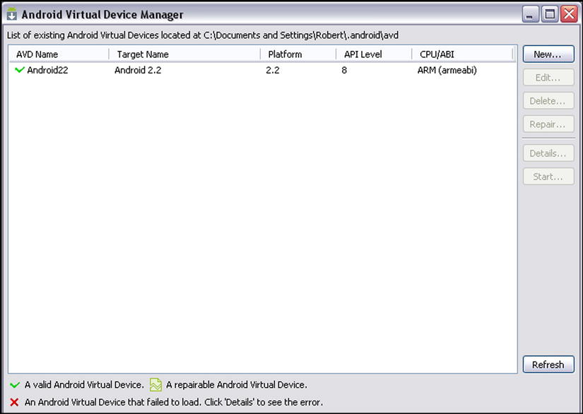 Figure 1-3 The Android Virtual Device Manager Figure depicts the actual - photo 3