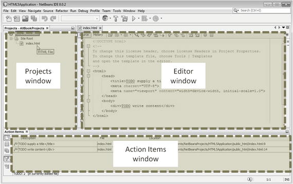 Figure 1-1 The NetBeans IDE Note If you cannot see a window in the IDE - photo 1