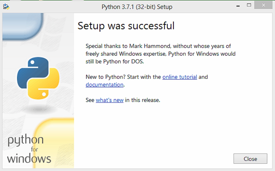 Finally you can see that the Python installation was successful Run Python - photo 4