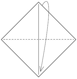 With the paper side facing up fold the square on the diagonal into a triangle - photo 12