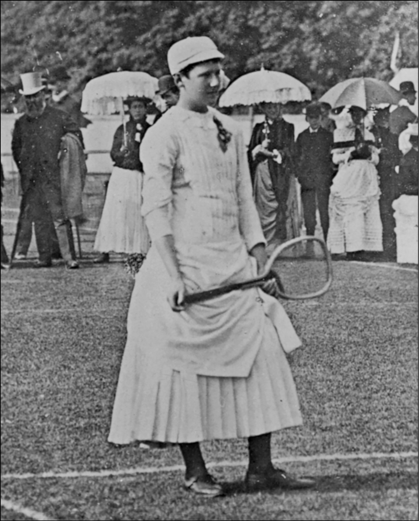 Early photograph of tennis champion Lottie Dod possibly taken at Wimbledon in - photo 2