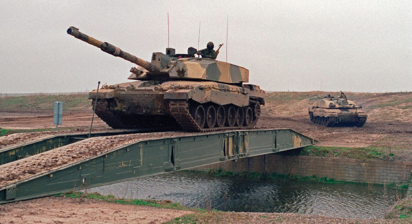 Challenger 2s of the 1st RTR demonstration squadron crossing an AVLB bridge - photo 6