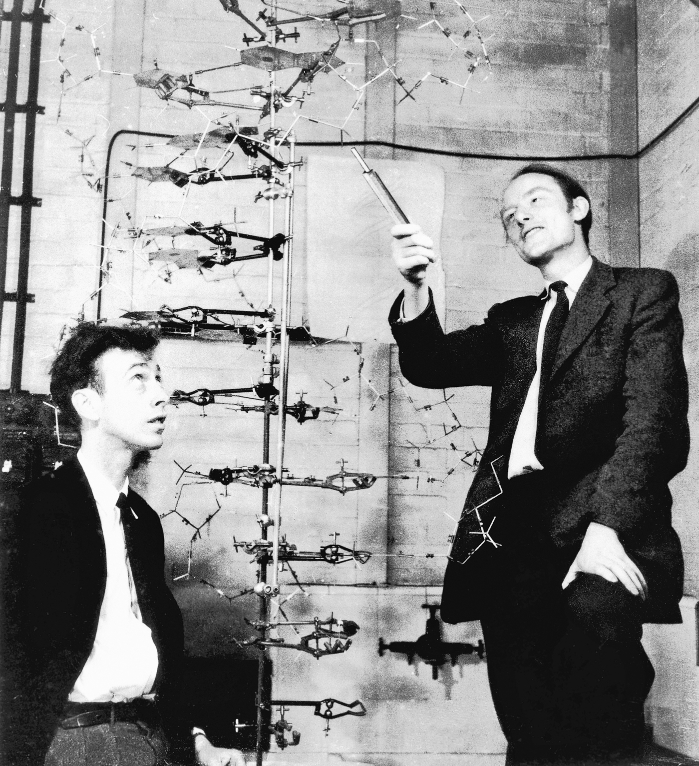 Francis Crick right and me in 1953 with our model of the double helix - photo 4