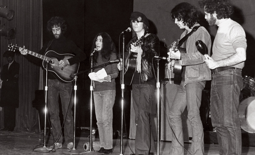 Yoko Ono John Lennon Jerry Rubin and the Plastic Ono Band onstage during the - photo 4