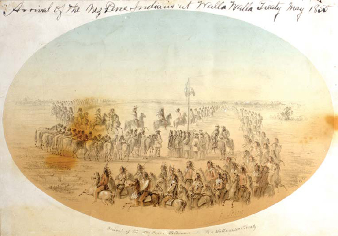 The arrival of 1000 mounted Nez Perce warriors at the Mill Creek Council in - photo 3