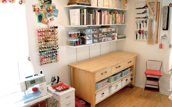 Hanging shelves a thread rack and pegboards attached to the wall can make a - photo 8